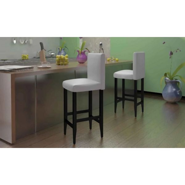 vidaXL Barhocker 2 Stk. Weiß Kunstleder, klassisch, 240073
