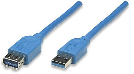 MANHATTAN USB 3.0 Verlängerungskabel, 5 Gbit/s, 2 m, blau, 322379