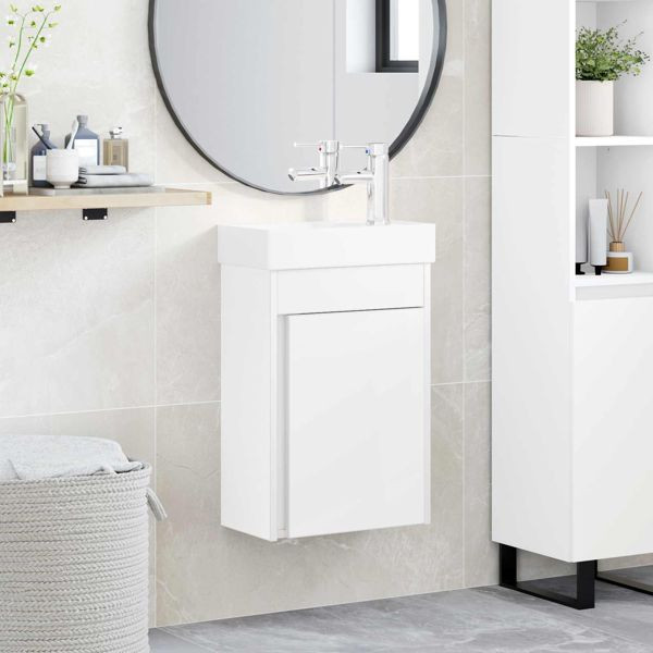 vidaXL Badezimmer Waschtischunterschrank mit Wasserhahn Weiß, 889521