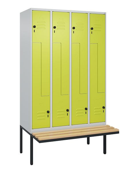 C+P Z-Spind Classic PLUS, Bank, 8 Abteile, 2120x1200x815mm, 7035/0024, Drehriegel, Buche-Sitzleisten, 0800437-408 S10010