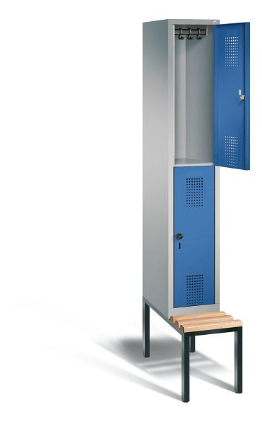 C+P Spind doppelstöckig Evolo, H2090xB320xT815mm, Farbe: Weißaluminium / Enzianblau, 48350-10 S10085