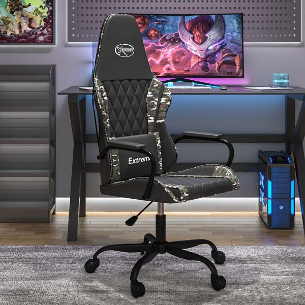 vidaXL Gaming-Stuhl Schwarz und Tarnfarben Kunstleder, 3143786