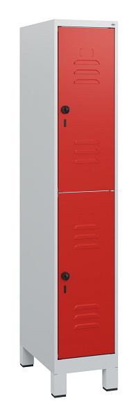 C+P Doppelstöckiger Spind Classic PLUS, Füße, 1630x300x500mm, 7035/3020, Drehriegel, 0803105-10 S10002