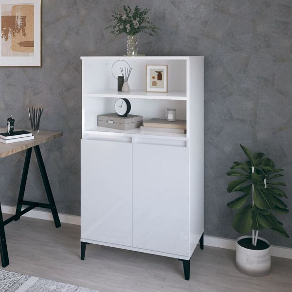 vidaXL Highboard Hochglanz-Weiß 60x36x110 cm Holzwerkstoff, 821230