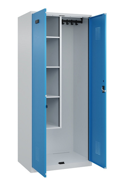 C+P Putzmittel-Spind Evolo PLUS, 2 Abteile, 1850x800x500mm, 7035/5012, Zylinderschloss, 049100-02 S10034