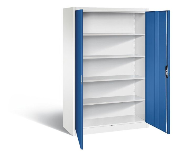 C+P Büroschrank Acurado, H1950xB1200xT500mm, Farbe: Verkehrsweiß / Enzianblau, Muldengriff, 5 OH, 9480-000 S10831