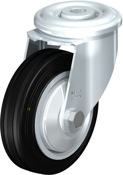 Blickle LER-VE 100R-EL-FA Stahlblech-Lenkrolle mit Rückenloch, Vollgummi, Schwarz, 638866