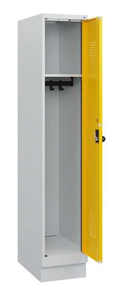 C+P Spind Evolo PLUS, Sockel, 1 Abteil, 1630x300x500mm, 7035/1023, Drehriegel, 0490205-10 S10001