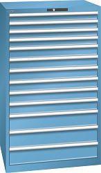 LISTA Schubladenschrank 45x36E (BxTxH) 870x725x1450mm KEY Lock, Lichtblau, 13 Schubladen, Fronthöhe: 75 - 150mm, Traglast Schubladen: 200kg, 78.716.010