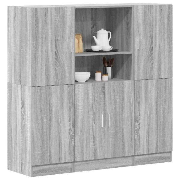 vidaXL 3-tlg. Küchenschrank-Set Grau Sonoma Holzwerkstoff, 3324156