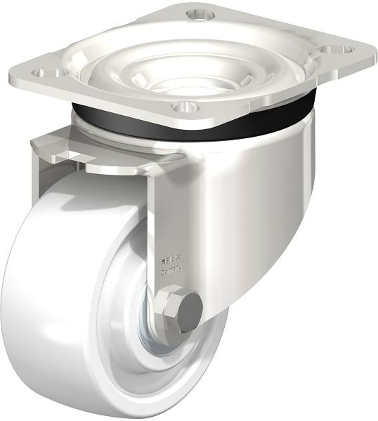 Blickle LKX-SPO 80XK Edelstahl-Schwerlast-Lenkrolle mit Anschraubplatte, Polyamid, Weiß, 754919