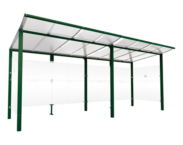 Procity Raucherunterstand Modulo - Ohne Frontverkleidung - Tiefe 1990 mm, Farbe RAL 6005, Maße: Breite 5000 x Höhe 2250 x Tiefe 2000 mm, 529573.6005