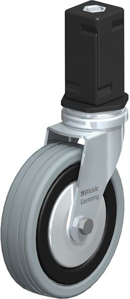 Blickle LRA-VPA 100K-FA-EV05 Apparate-Lenkrolle mit Expander, Vollgummi, Grau, 856348