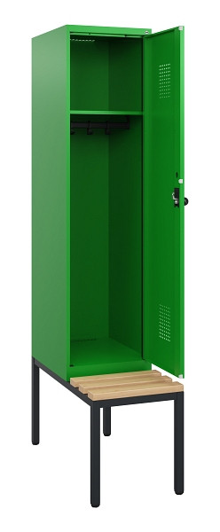 C+P Spind Evolo PLUS, 1 Abteil, 1950x400x815mm, 6037/6037, Drehriegel, Sitzfläche Holz, Sitzbank, 0490505-12 S10036