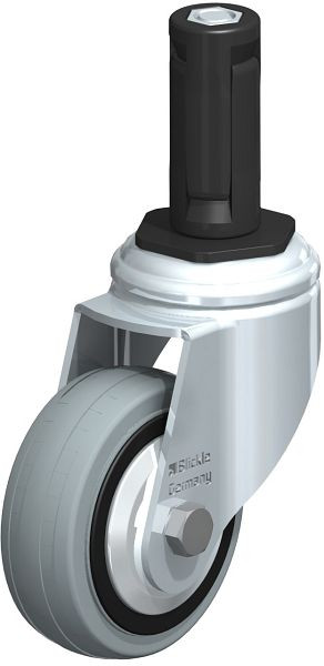Blickle LKRA-VPA 80K-11-FA-ER13 Apparate-Lenkrolle mit Expander, Vollgummi, Grau, 848125