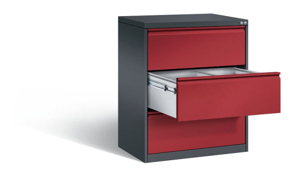 C+P Hängeregistraturschrank Acurado, H1045xB787xT590mm, Farbe: Schwarzgrau / Rubinrot, Griffleiste, 12923-312 S10015