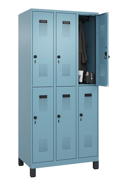 C+P Doppelstöckiger Spind Evolo PLUS, mit Füßen, 6 Fächer, 1950x900x500mm, 0010, Drehriegel, 049310-30 S10021