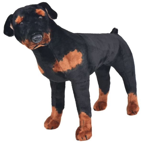 vidaXL Plüschtier Hund Rottweiler Stehend Plüsch Schwarz und Braun XXL, 91330