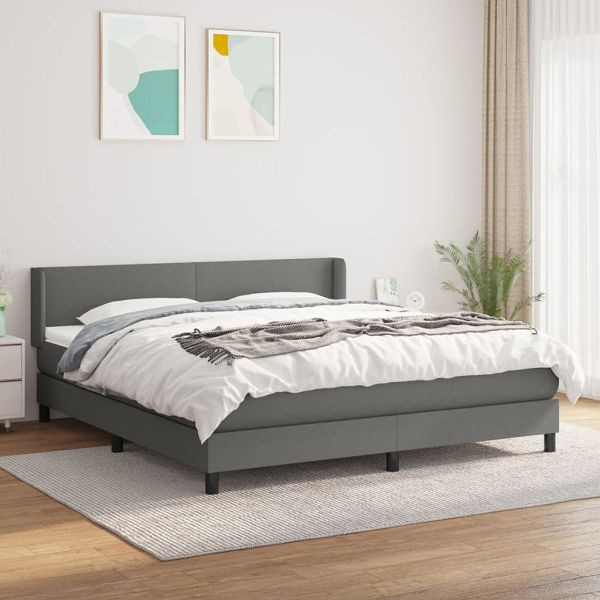 vidaXL Boxspringbett mit Matratze Dunkelgrau 160x200 cm Stoff, 3129562