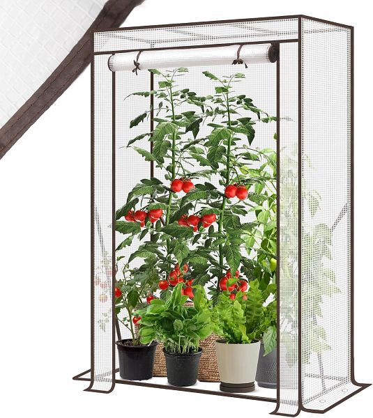 Sekey Tomatengewächshaus für Garten und Balkon 100 x 50 x 150 cm, Weiß, 37111