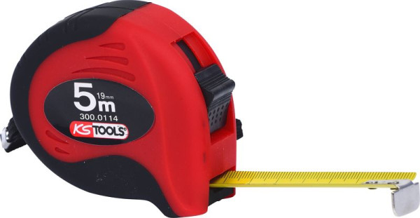 KS Tools Bandmaß mit Feststeller, schwarz-rot, 5m, 19mm, 300.0114