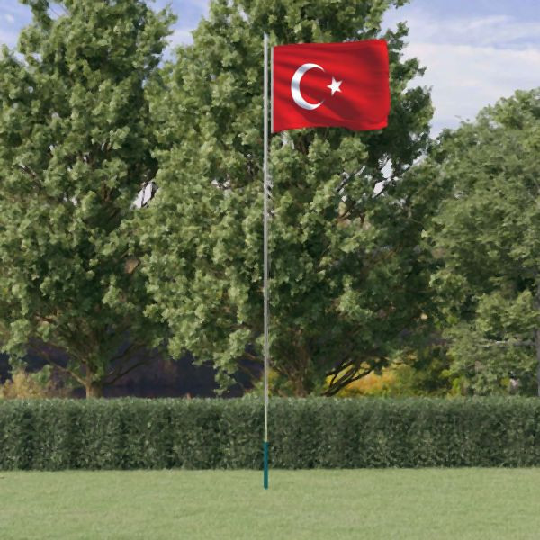 vidaXL Flagge der Türkei mit Mast 6,23 m Aluminium, 3147115
