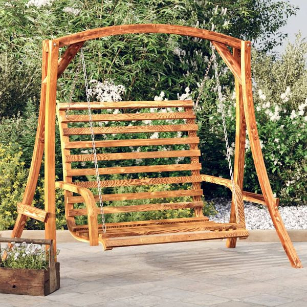vidaXL Hollywoodschaukel Massivholz Fichte mit Teak-Finish, 3200616