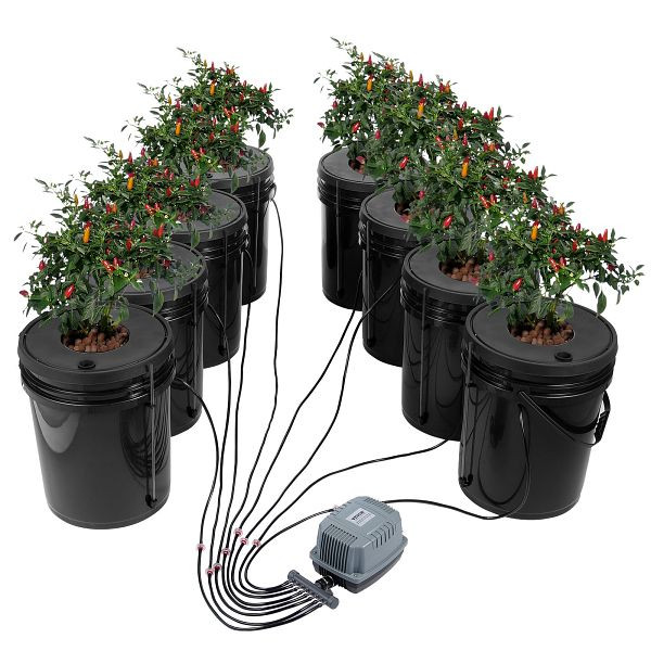 VEVOR DWC Hydrokultur-Anbausystem Tiefwasserkultur 20L 8x Eimer mit Luftpumpe, SSSPXTYX8110VT55FV2