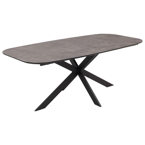 Mendler Esszimmertisch HWC-O56, Tisch Esstisch, MDF Metall 200x100cm, graue Stein-Optik, 122181+122182