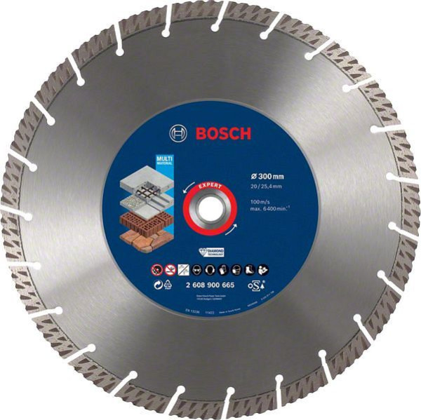 Bosch EXPERT MultiMaterial Diamanttrennscheibe, 300 x 20/25,40 x 3 x 15 mm, für Tischsägen, 2608900665