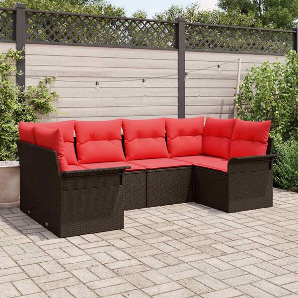 vidaXL Garten-Sofa-Set mit Speicher 6-teilig Braun Poly Rattan, 3354173