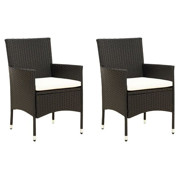 vidaXL Gartenstühle mit Kissen 2 Stück Poly Rattan Schwarz, 316680