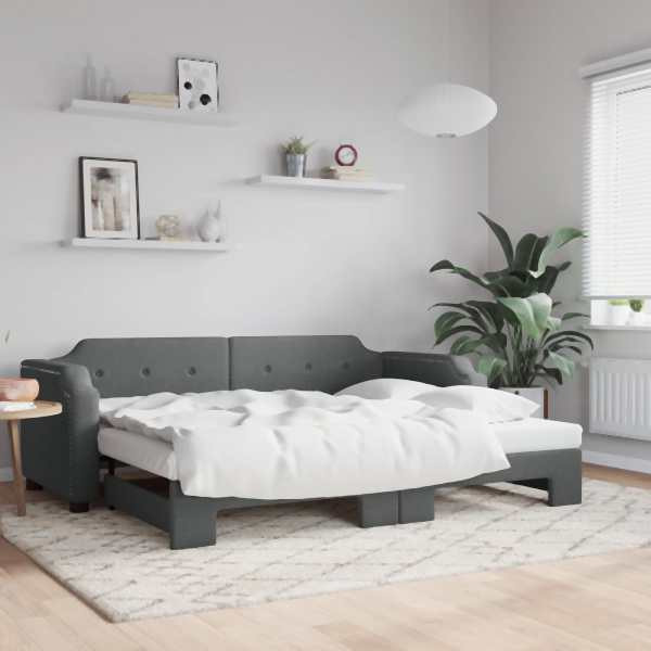 vidaXL Tagesbett Ausziehbar Dunkelgrau 80x200 cm Stoff, 3197630