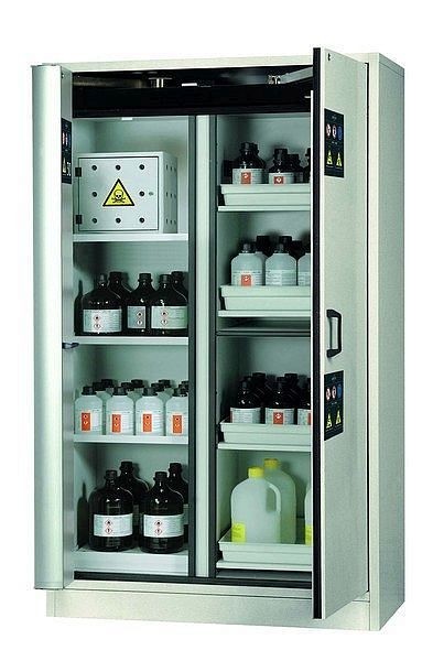 asecos Kombi-Sicherheitsschrank K-PHOENIX-30, K30.197.120.MC.FWAS in lichtgrau RAL 7035 mit 2x Fachboden (Stahlblech), 30343-001-30758