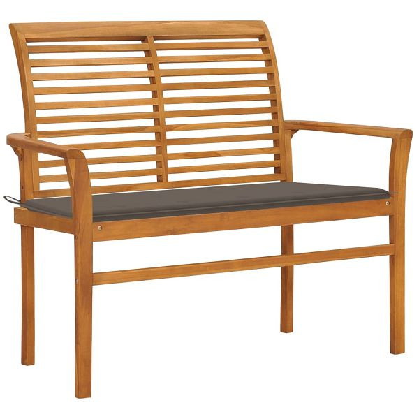vidaXL Gartenbank mit Taupe Auflage 112 cm Massivholz Teak, 3062657