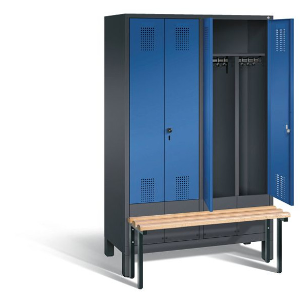 C+P Schwarz-Weiss-Spind Evolo, H1850xB1190xT815mm, Farbe: Schwarzgrau / Enzianblau, 48032-40 S10047