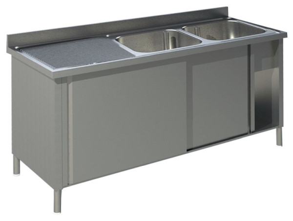 KBS Spültisch mit Unterschrank mit Schiebetüren B 140cm-Becken rechts, 91922101