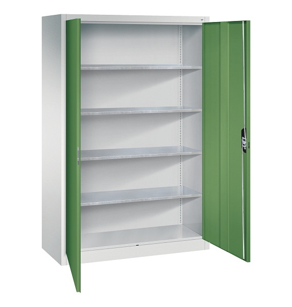 C+P Flügeltürenschrank Acurado, H1950xB1200xT500mm, 7035/6011, Traglast 70 kg, 8931-00 S11121