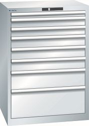 LISTA Schubladenschrank 36x27E (BxTxH) 717x572x1000mm KEY Lock, Lichtgrau, 8 Schubladen, Fronthöhen: 50 - 250 mm, 78.588.020