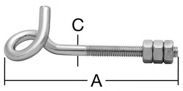 Vormann Deckenhaken mit metrischen Gewinde 140 x 8,9 mm, verzinkt, VE: 10 Stück, 007900247AV