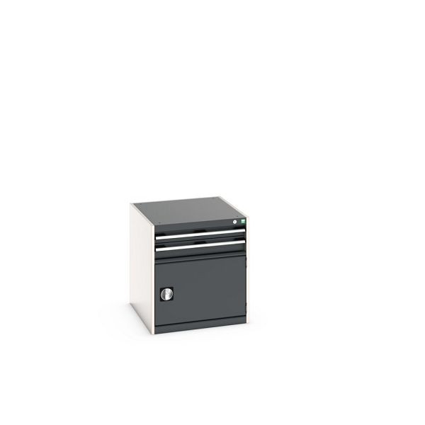 bott cubio Schubladenschrank bestückt, mit 2 Schubladen, Tür, BxTxH: 650x750x700mm, RAL 7035/7016, Anthrazitgrau, 40027001.19V
