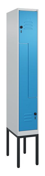 C+P Z-Spind Classic PLUS, Gestell, 2 Abteile, 2120x300x500mm, 7035/5012, Drehriegel, 0800337-102 S10004