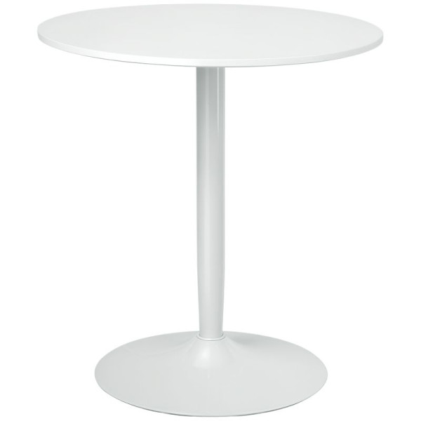 HOMCOM Esstisch für 2 Personen, runde Tischplatte, Stahlfuß, weiß, 70 x 70 x 75 cm, 835-951V80WT