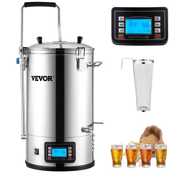 VEVOR Edelstahl Bierbrauanlage Bierbraugerät 30L Maischekessel Selbstbrauset, PJNJQBXGO220V0G5NV2