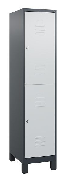 C+P Doppelstöckiger Spind Classic PLUS, Füße, 1800x400x500mm, 7016/7035, Zylinderschlösser, 0803107-12 S10028