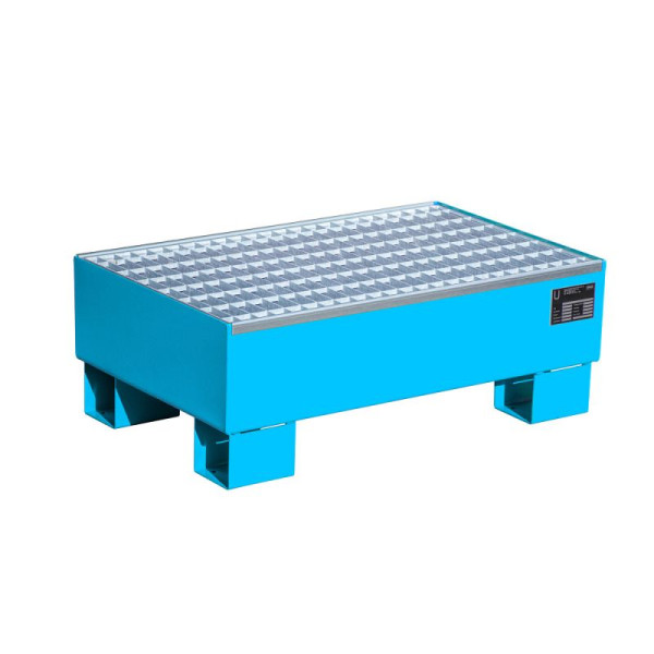 STEIN HGS Auffangwanne AW 60, 61 Liter, RAL 5012 lichtblau, Gesamthöhe 295 mm, lackiert, 2 x 60 Liter Fass, Gitterrost, 79186.0009