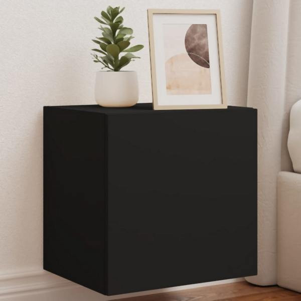 vidaXL TV-Wandschränke mit LED-Leuchten 2 Stück Schwarz 40,5x35x40 cm, 837249