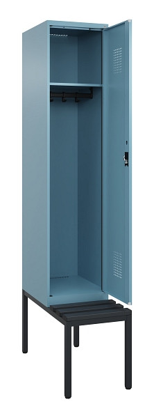 C+P Spind Evolo PLUS, 1 Abteile, 2120x400x815mm, 0010/0010, Haken 4, Zylinderschloss, Sitzfläche Kunststoff, Sitzbank, 0490507-12 S10102
