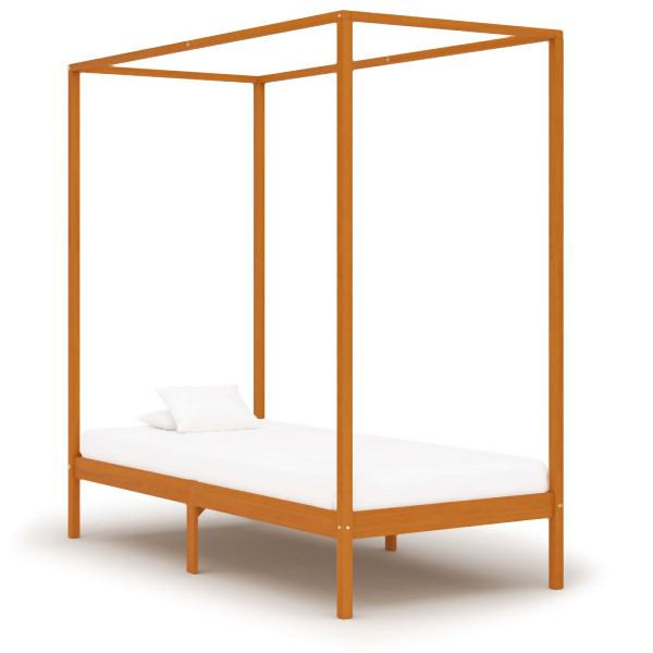 vidaXL Himmelbett-Gestell Honigbraun Massivholz Kiefer 90 x 200 cm, 283256