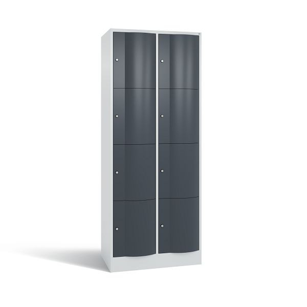 C+P Schließfachschrank Resisto, 8 Fächer, H1950xB772xT540 mm, Grau/Anthrazit, 8470-272 S10157
